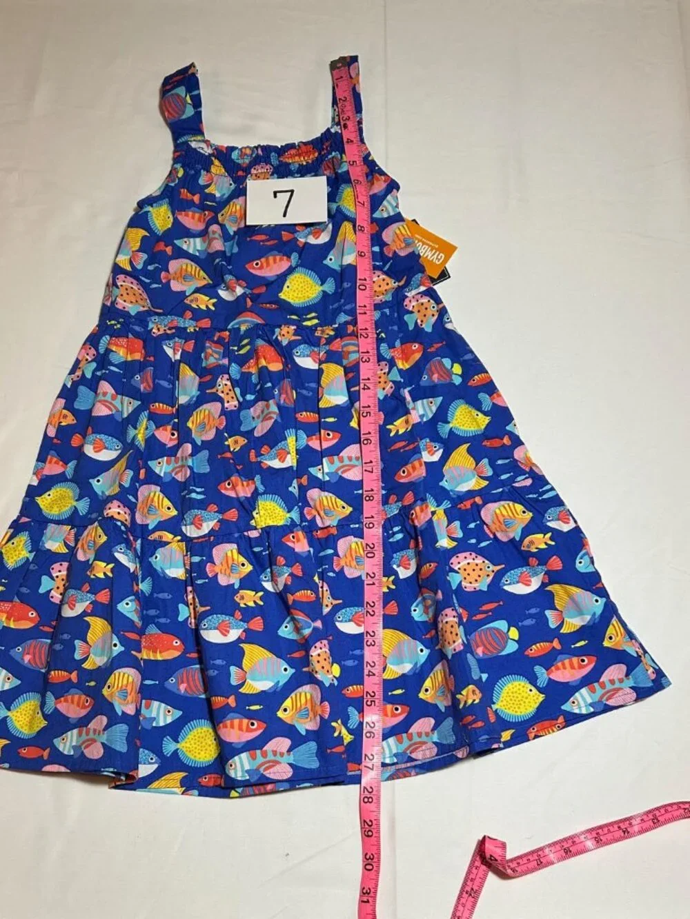 Gymboree Girls 7 Blue Fish Ruffle Sleeveless Sundress NWT Ruffle Summer Beach